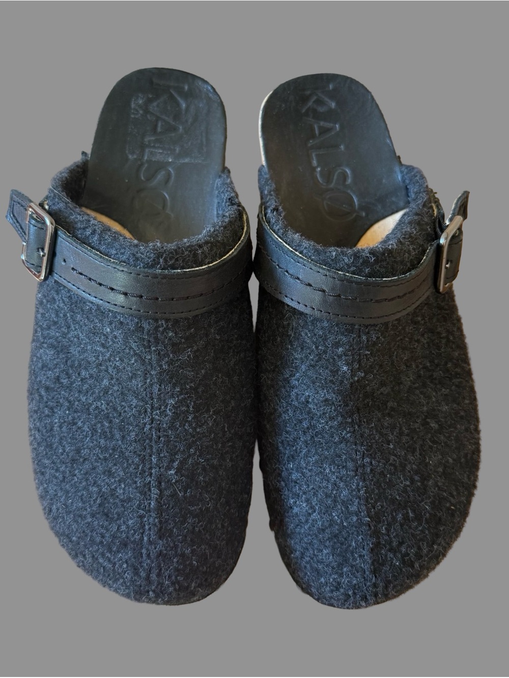Kalsø Earth Shoes “Shanti” Clog Black Wool Shoes US7